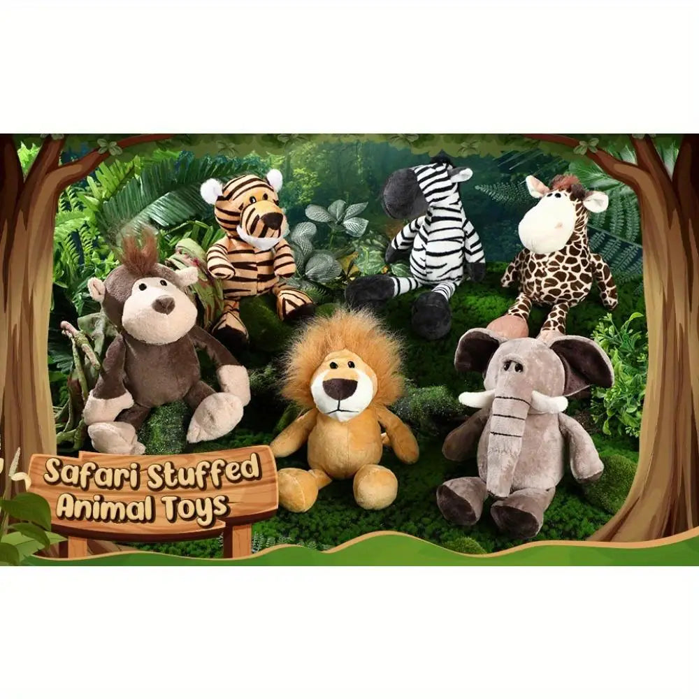 12 Pieces Safari Stuffed Animal Toys