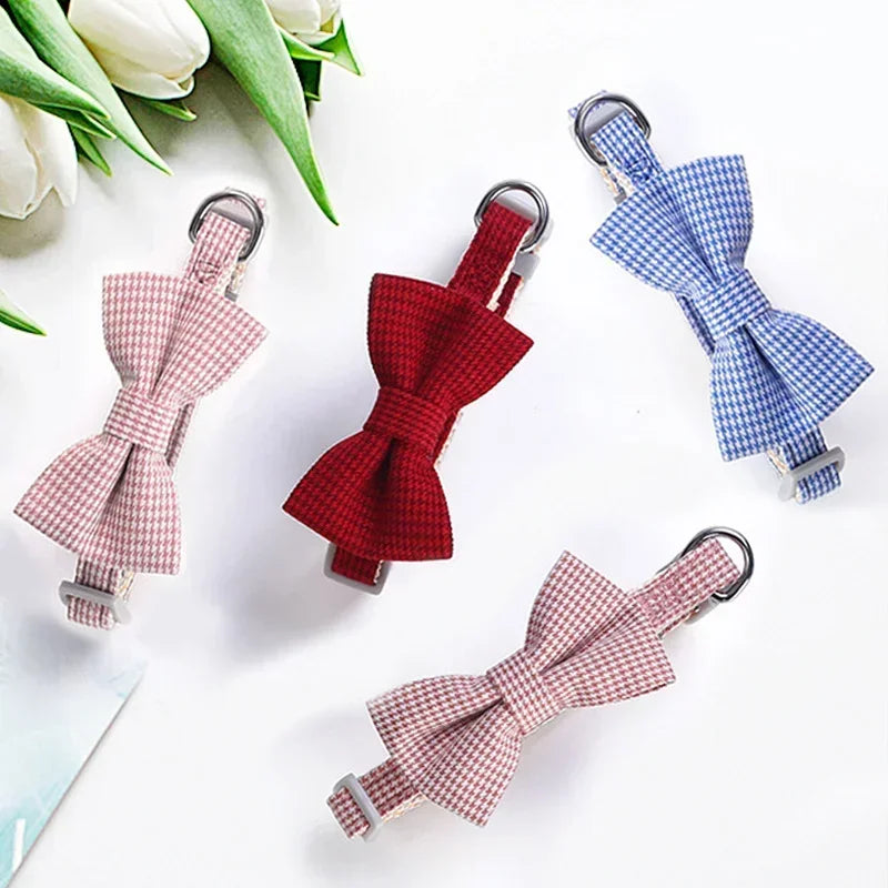 Bow Plaid Collar Adjustable Neck Collar