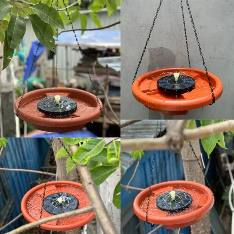 Solar Powered Bird Bathtub/Fountain Hanging Bird Feeder Garden