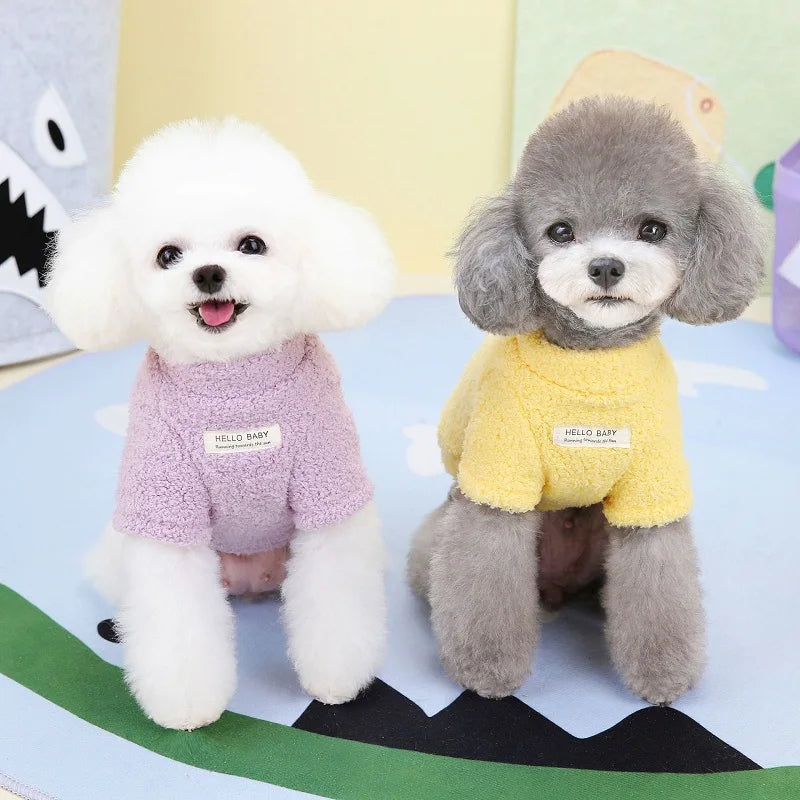 Fleece Dog Clothes, Solid Warm Hoodie Sweater