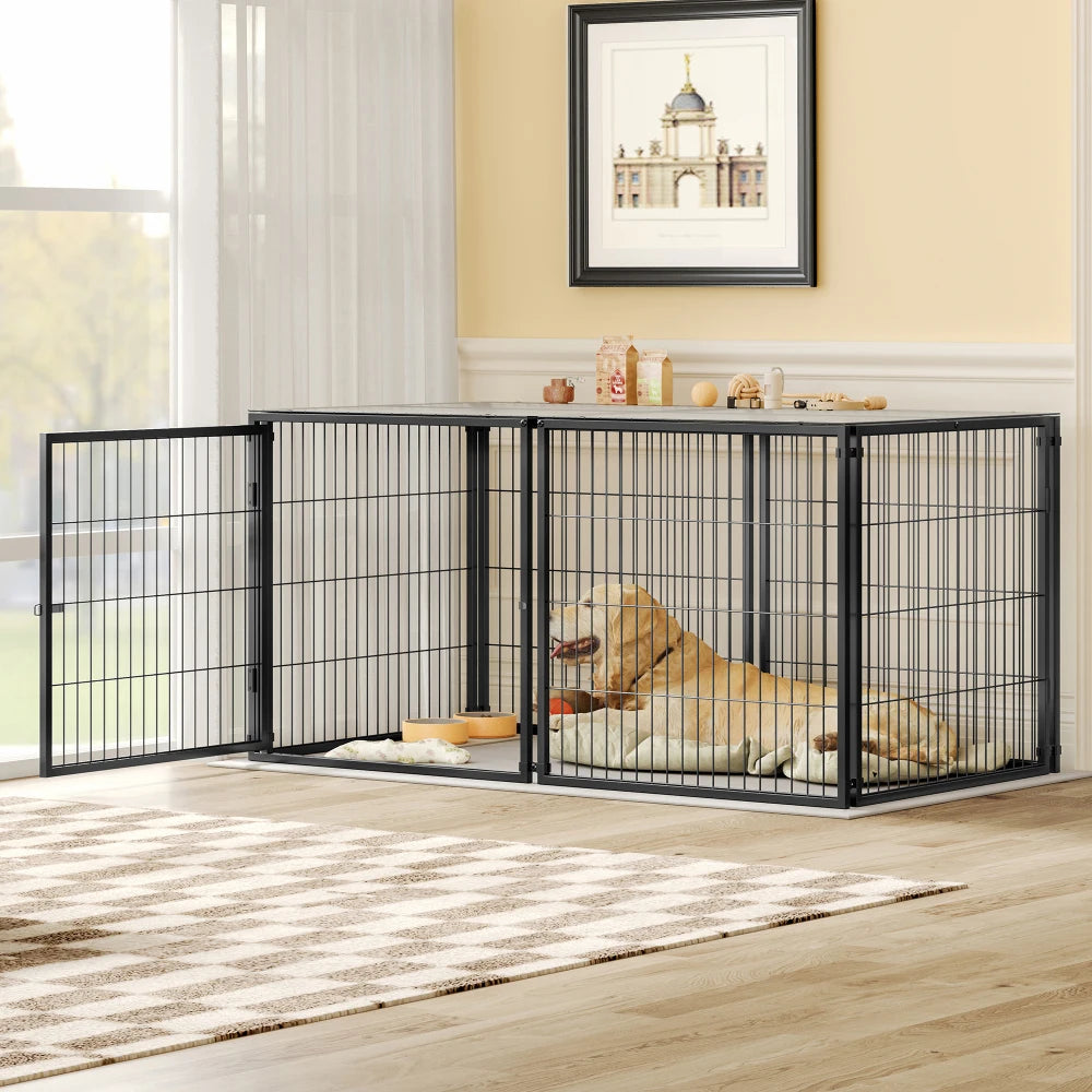 Large Dog Cage, Kennel for Medium Dogs, Puppy Playpen with Top,
