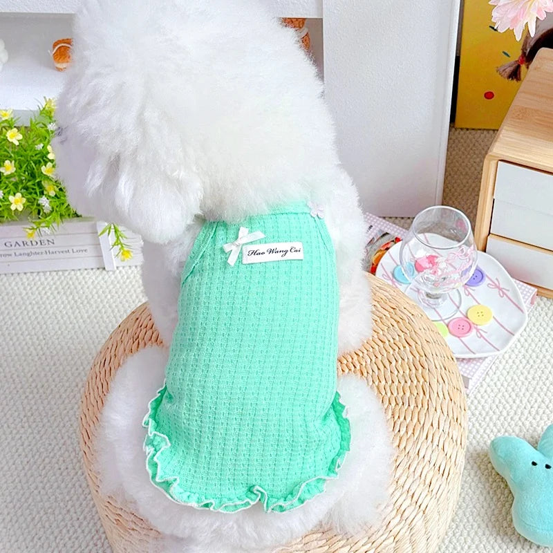 Summer Pet Clothes, Thin Breathable Puppy Suspender Vest  Cooling Outfit Pet Costume for Small Medium Dogs