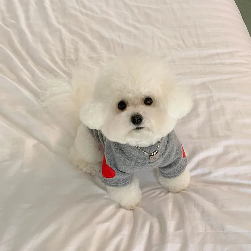 Winter Dog Shirt Heart-shaped Patch Embroidery Sweatshirt