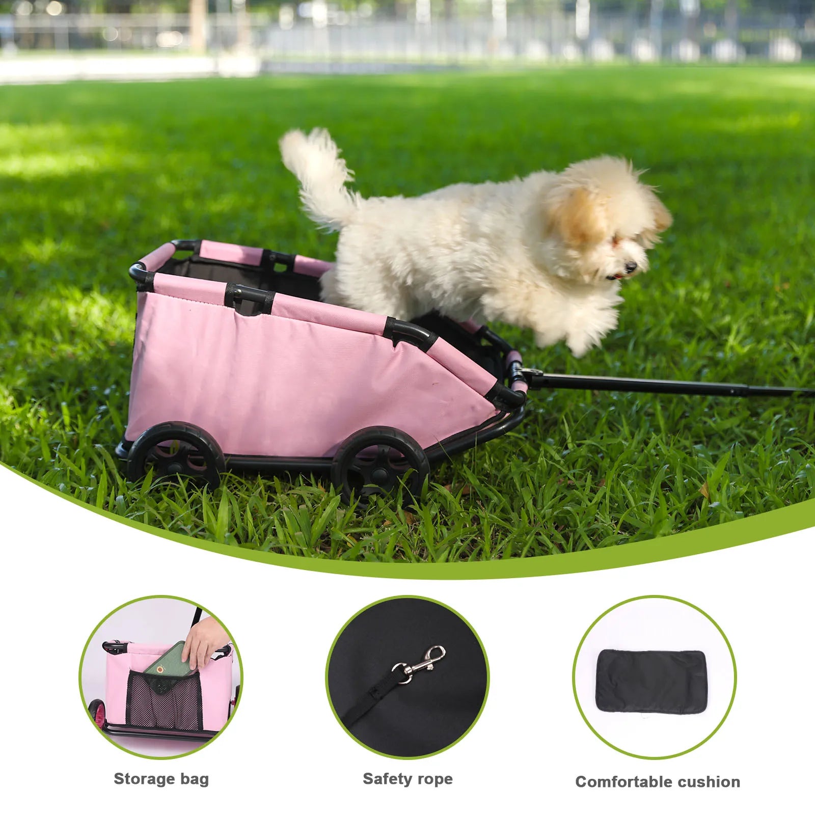 Small Pet Cart 4 Wheels, Lightweight Folding Dog/Cat Stroller
