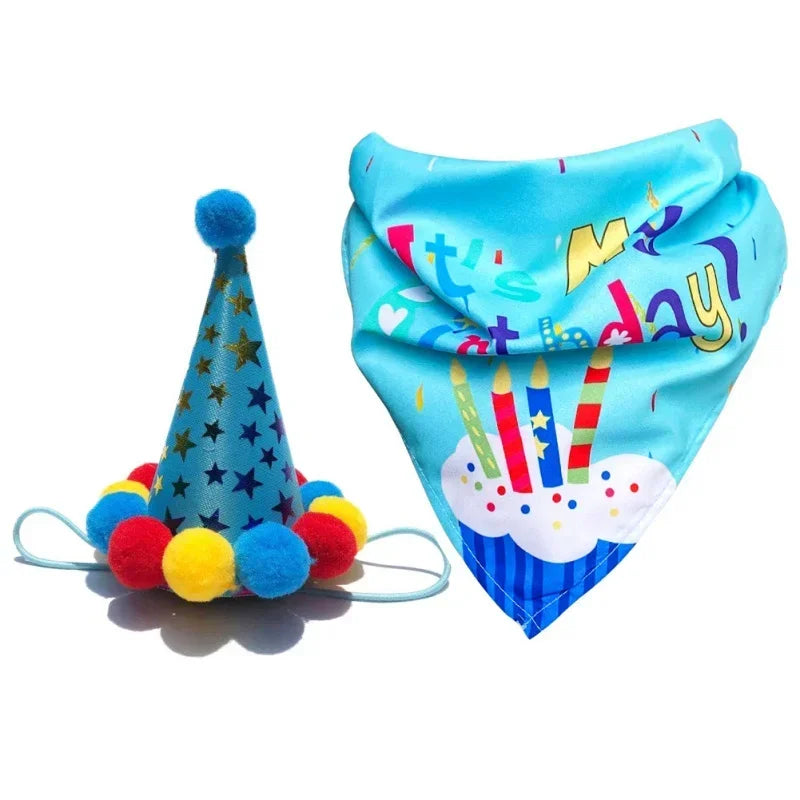 Pets Dog Happy Birthday Decoration Dog Costume Hats Bowknot Bandana Neckerchief Bibs Banners Party Cat Dog Pets Accessories