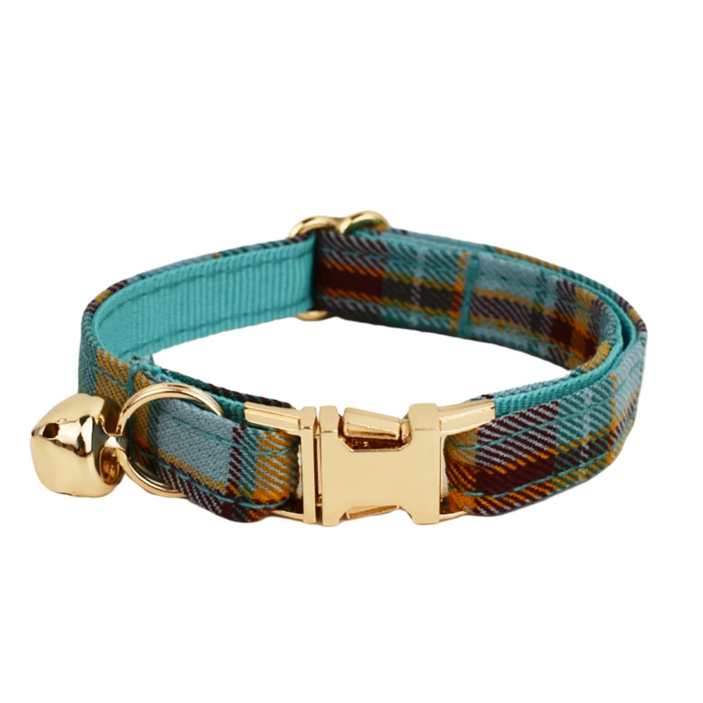 Plaid Pattern Cat Collar Bowknot Adjustable