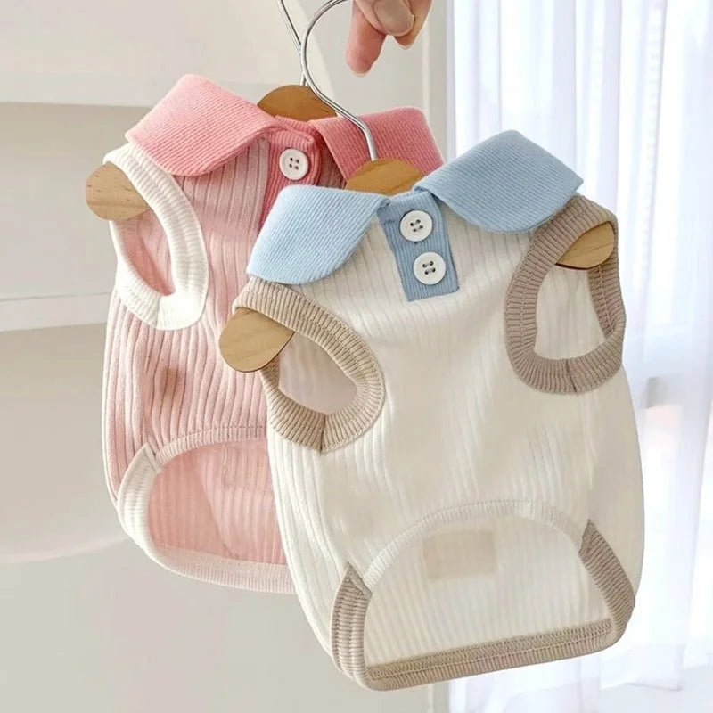 Summer Pet Polo Shirt, Breathable Cute Fashion Vest          Cute Solid Cat Shirt Soft Pet Costumes Chihuahua Dog Clothes