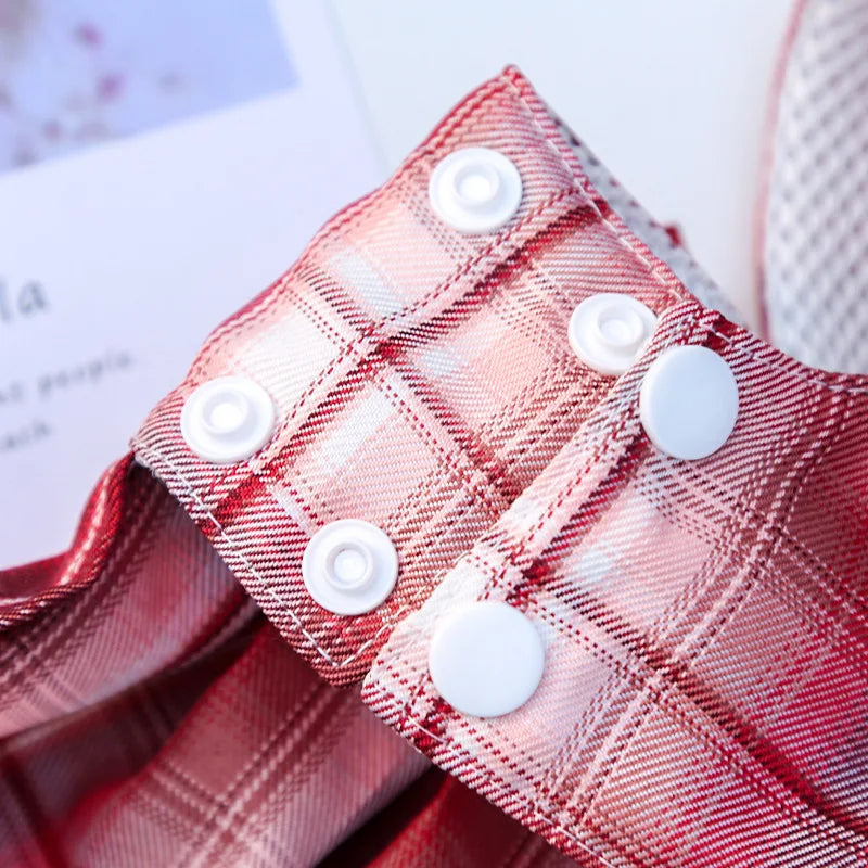Cute Plaid Skirt Chest Strap Leash