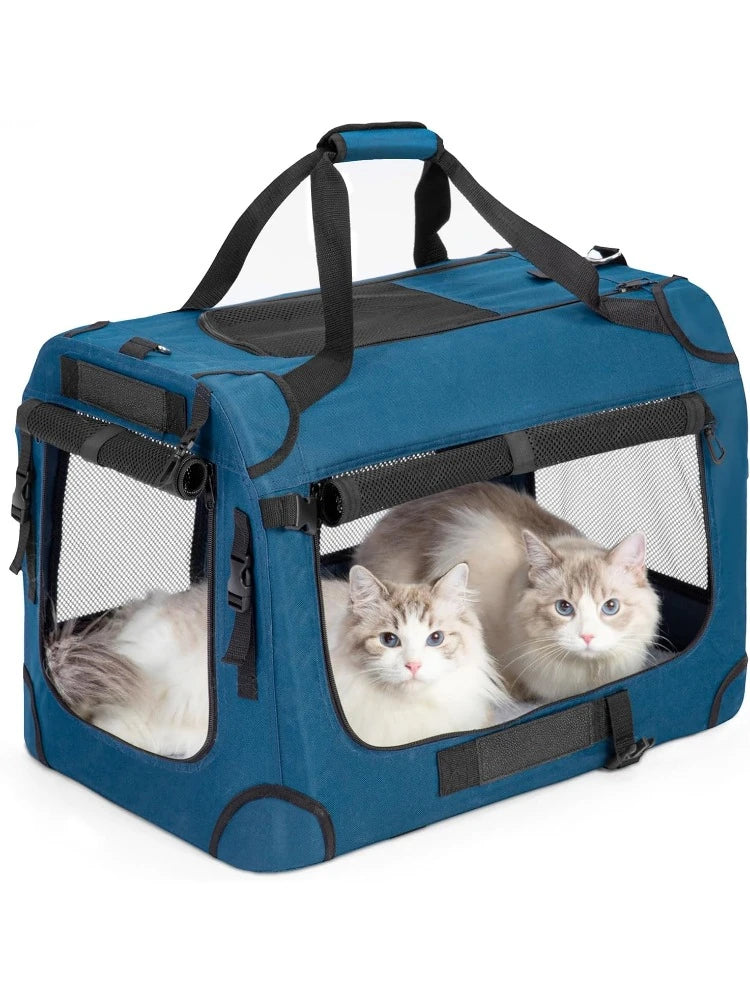 Extra Large Cat Carrier for 2 Cats, Collapsible Soft Sided Pet XL Crate for Large Mudium Big Cat 20lbs+, Car Travel Portable Bag