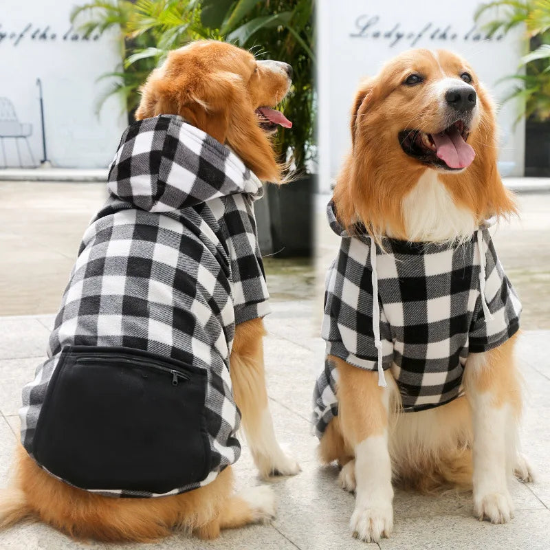 Winter Dog Coat, Plaid Reversible Vest
