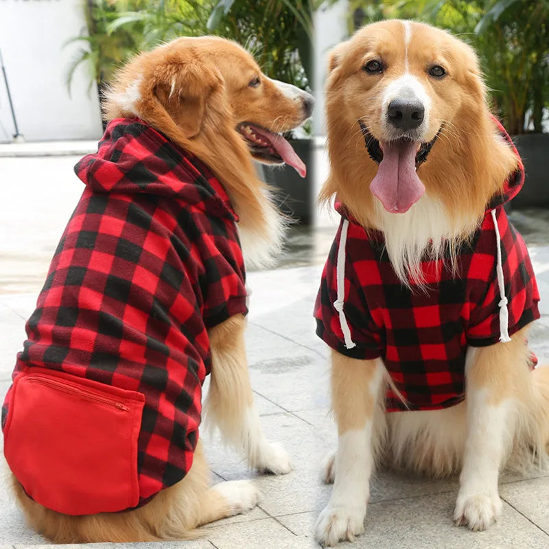 Winter Dog Coat, Plaid Reversible Vest