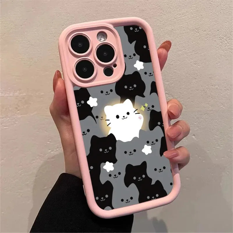 Cute Cartoon Cat Silicone Phone Case For iPhones