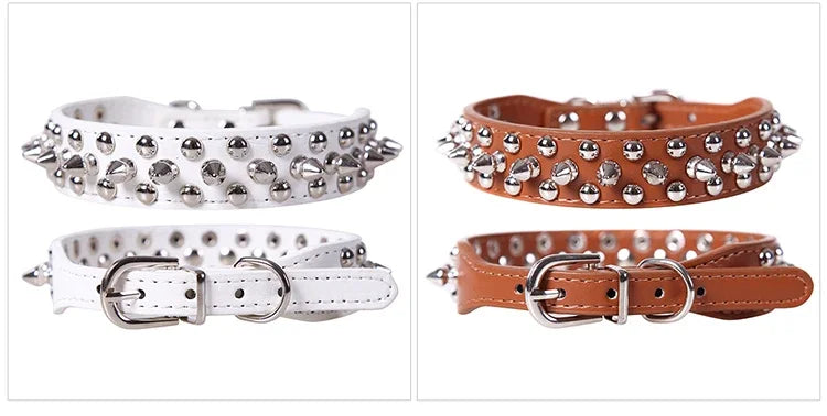 Adjustable Leather Dog Collar For Small Pets