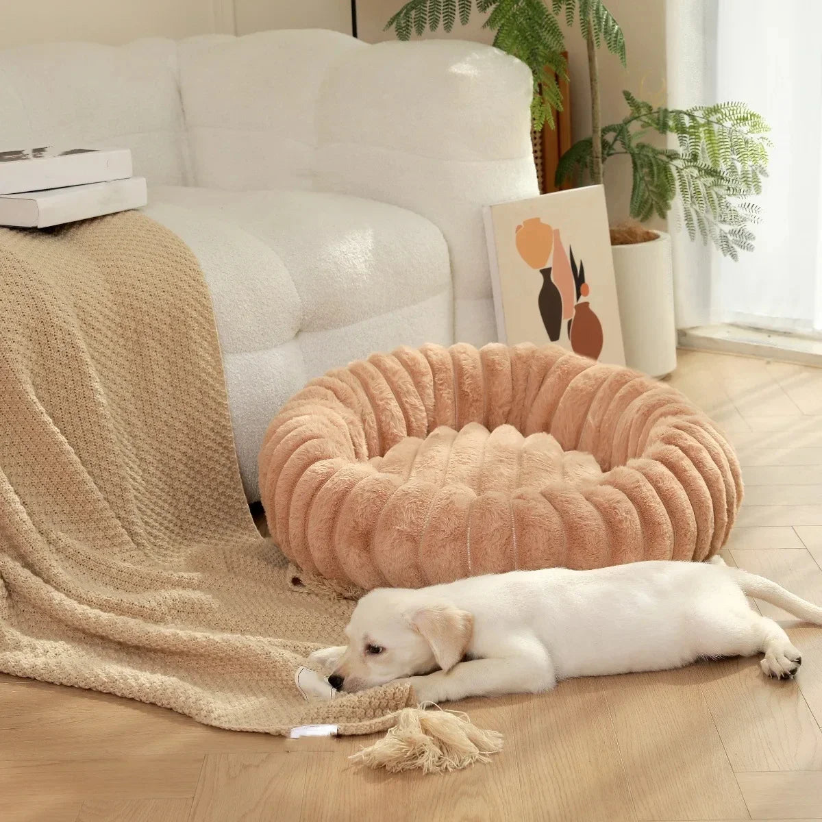 40-70cm Round Bed for Dogs, Super Soft,  Winter Warm Sleeping
