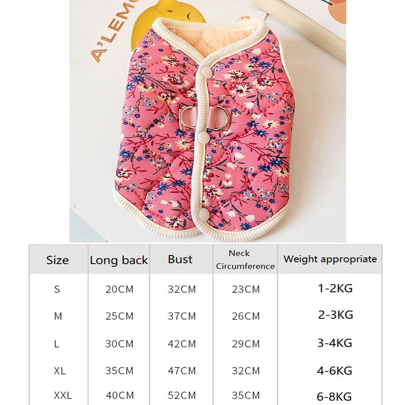 Puppy Winter Floral Fleece Vest Pet Clothing