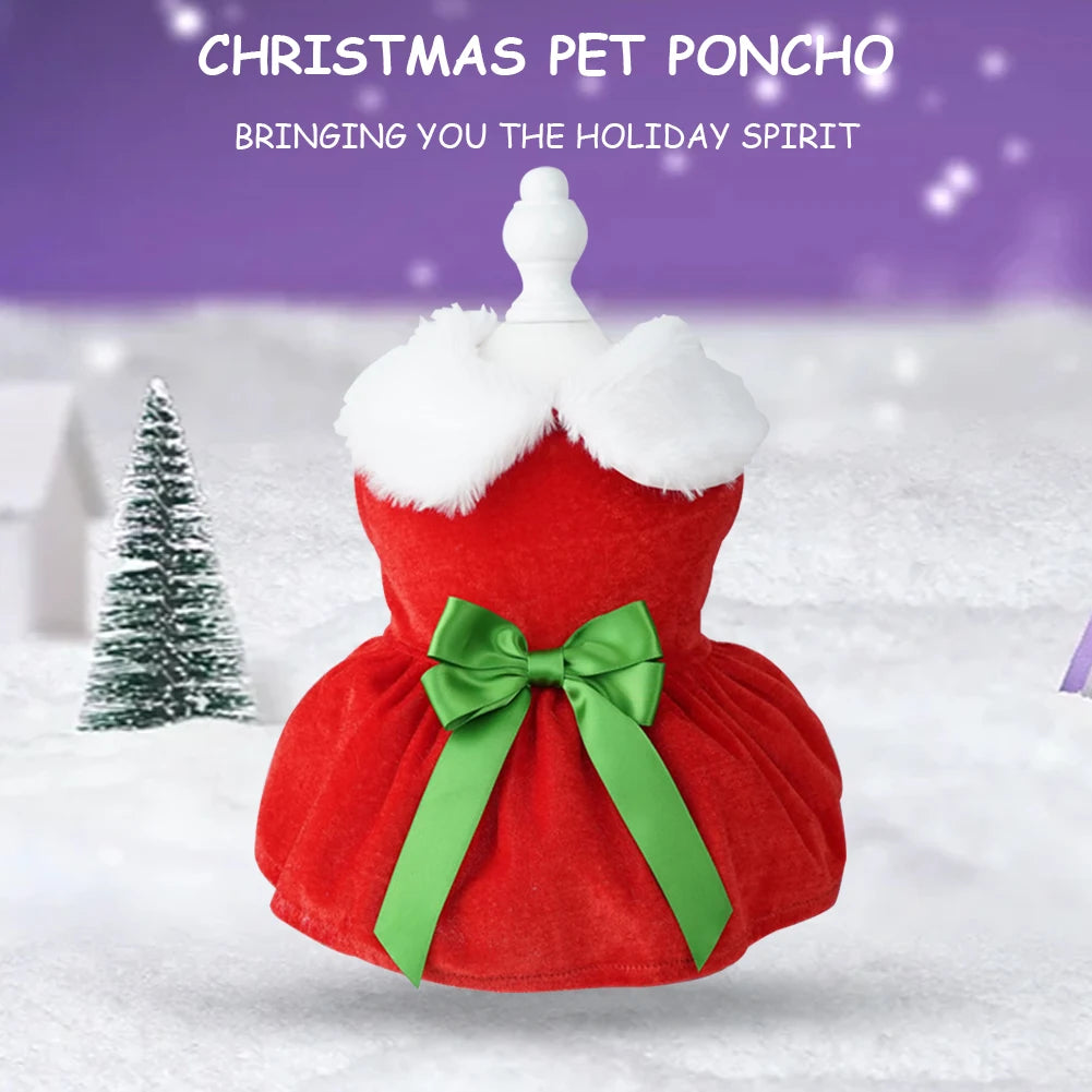 Cats Dog Red Dress Soft Dog Girls Winter Clothes Comfortable Small Pet Red Skirt Suit Easy To Clean Christmas Dress Up Supplies