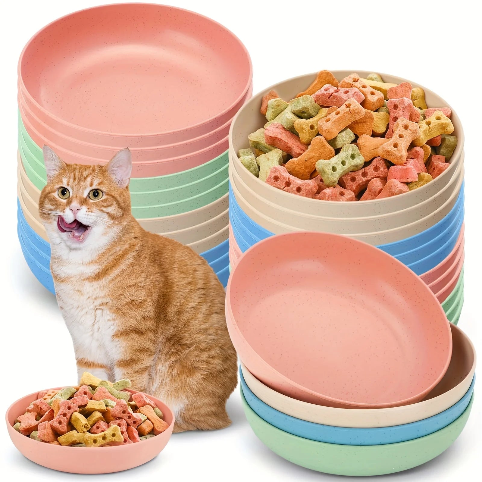 Plastic Non-Slip Feeding Dishes for Kittens/Cats