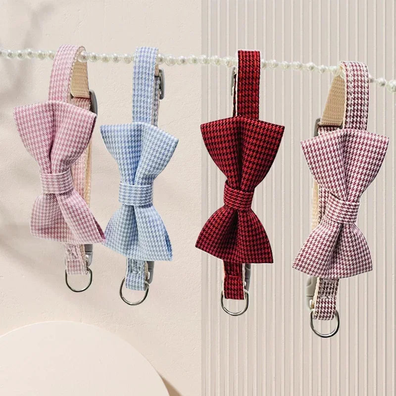 Bow Plaid Collar Adjustable Neck Collar