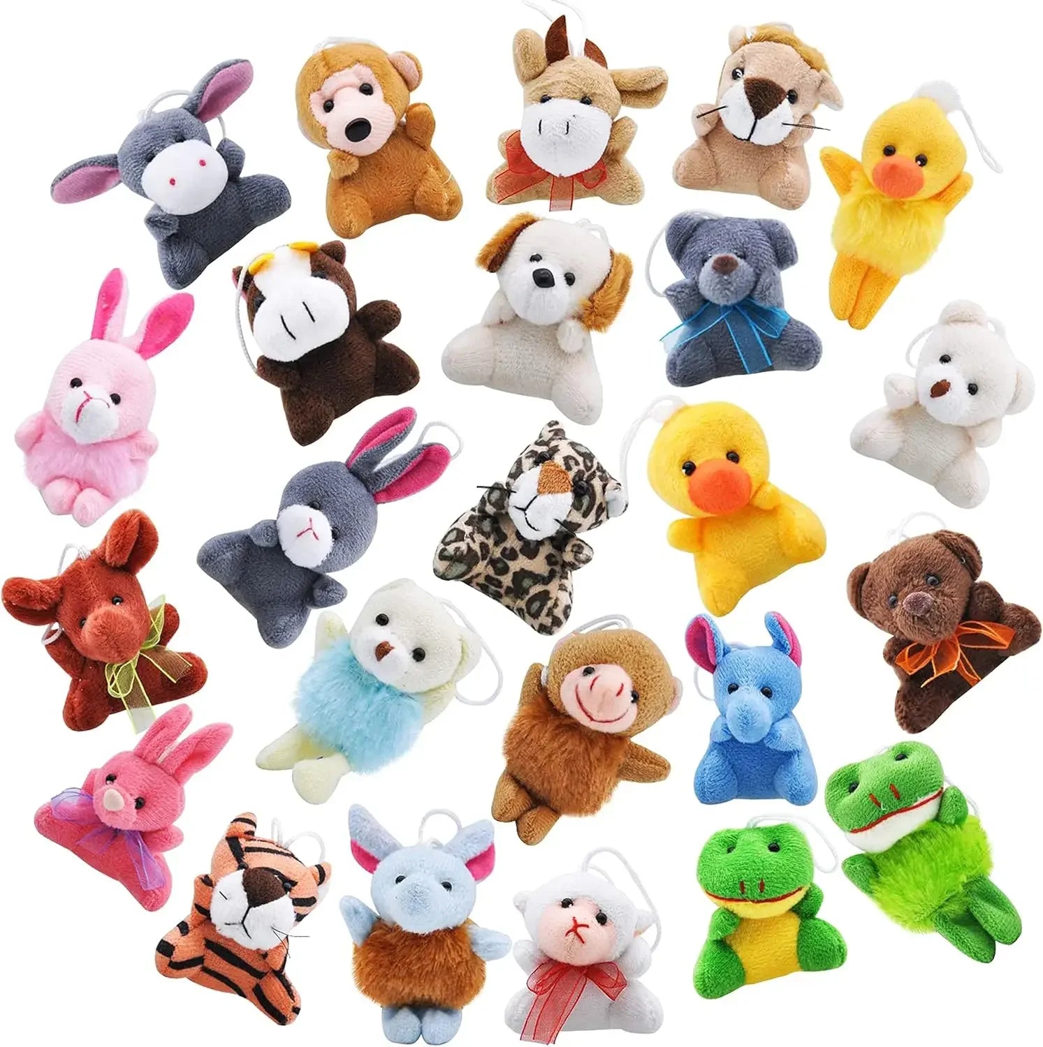 JOYFY 24 Pack Mini Animal Plush Toy Assortment Animals Keychain Decoration for Kids Small Stuffed Animal Bulk Halloween
