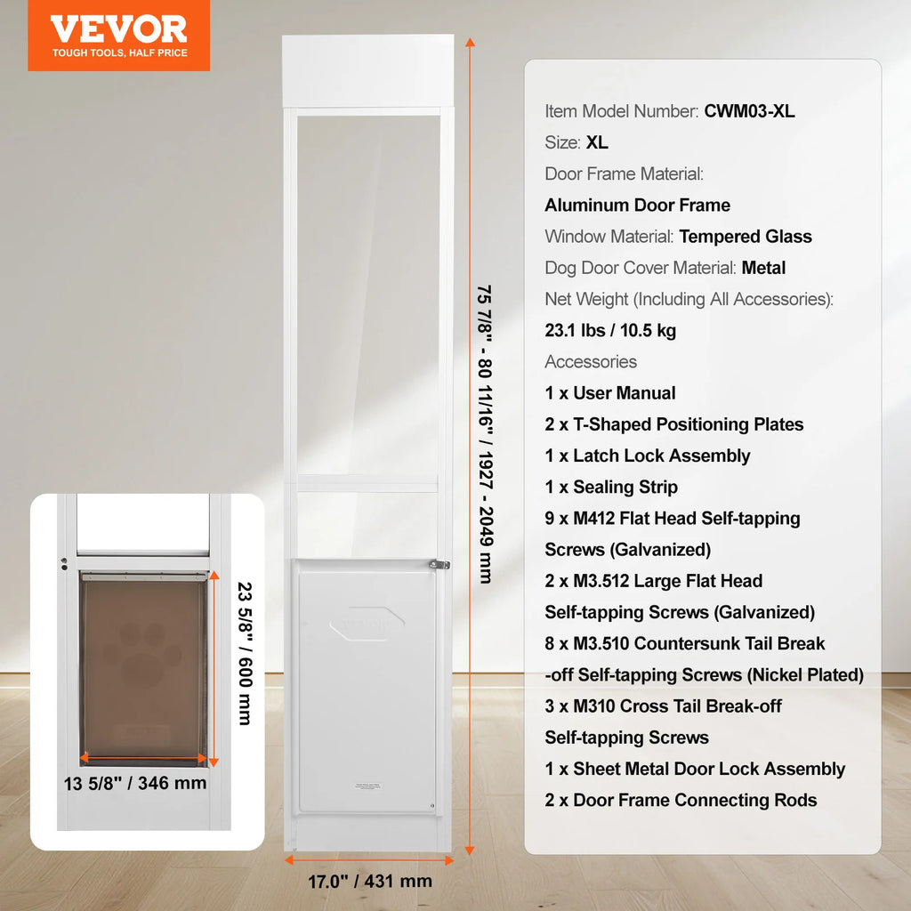 Dog Door Sliding Glass Door, Adjustable Heights