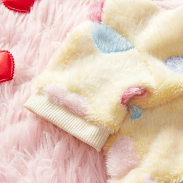 Cute Heart Print Flannel Dog Vest Soft Puppy Coat Yorkshire Pet Costume Small Medium Chihuahua Dog Clothes