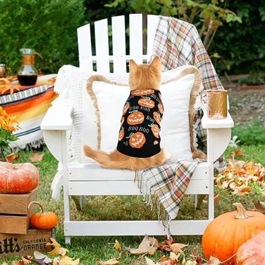 Cute Boo Pattern Halloween Sweater Coat