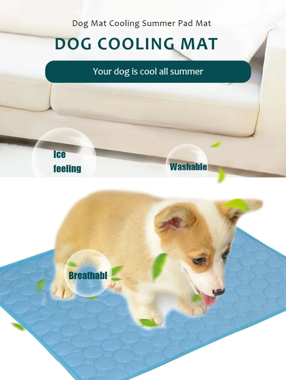 Dog/Cat Cooling Mat, Summer Pet Cold Bed