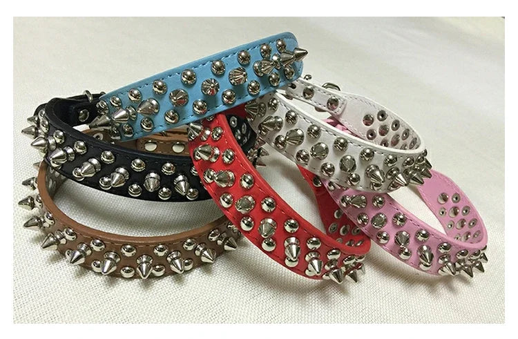 Adjustable Leather Dog Collar For Small Pets