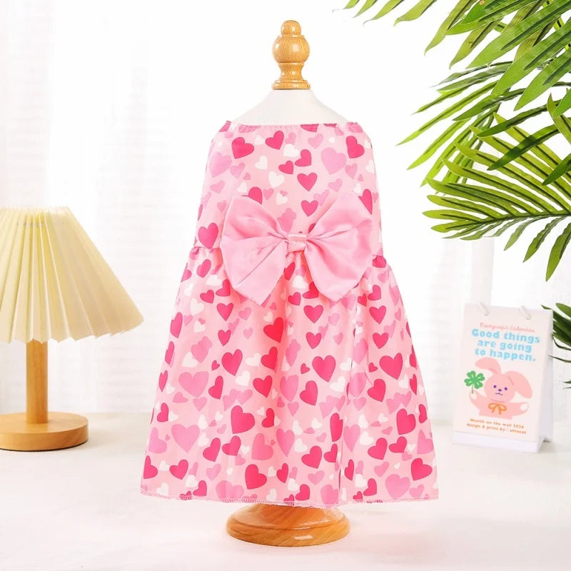 Spring Dog Princess Dress Heart Patten