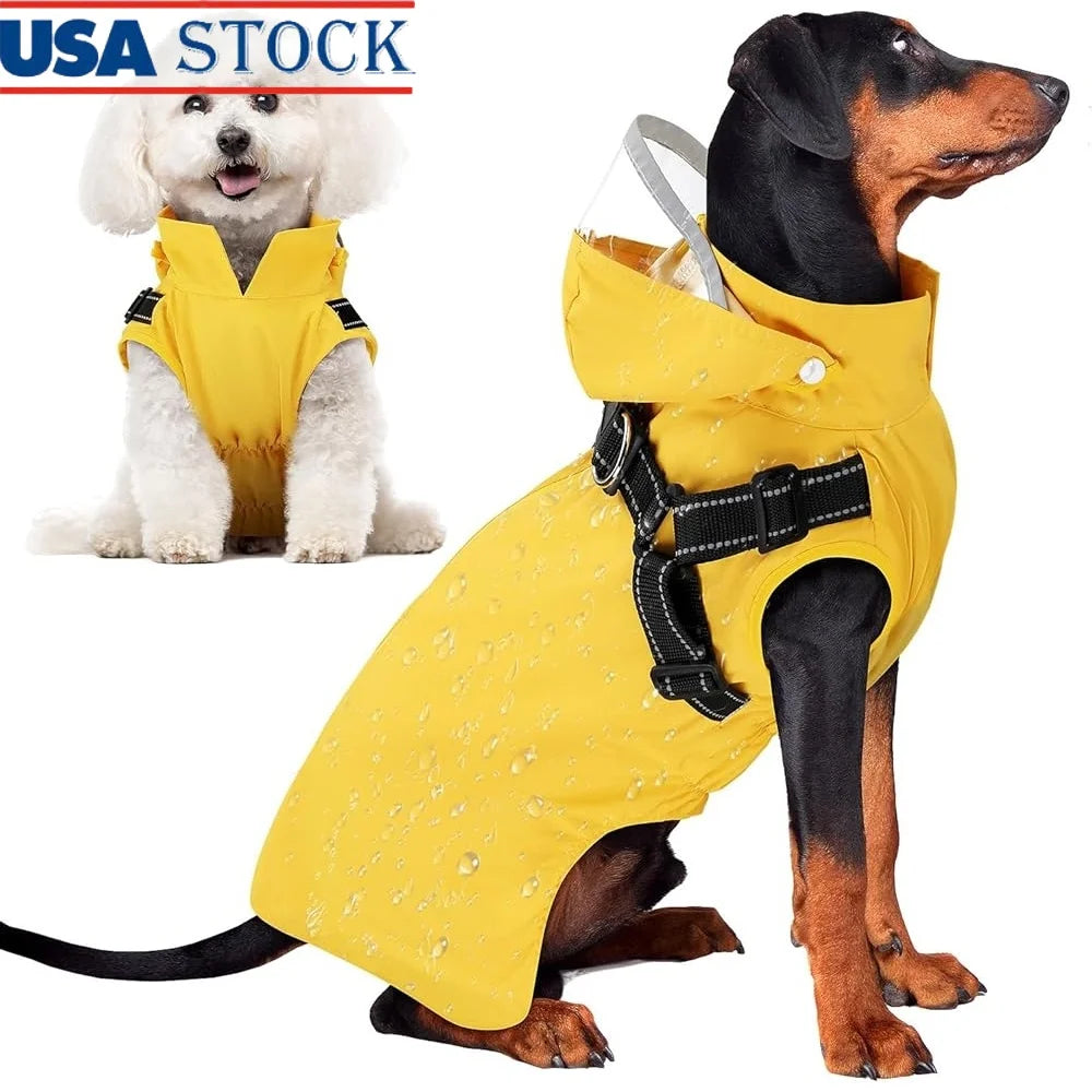 Waterproof Dog Raincoat with Harness