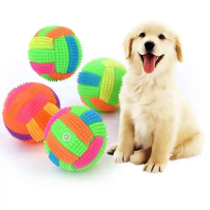 LED Glowing Ball Dog/Cat Toy Led Puppy Bouncy Chew Dog Ball Molar Toy Pet Color Light Ball Interactive Toys for Cats Small Dogs