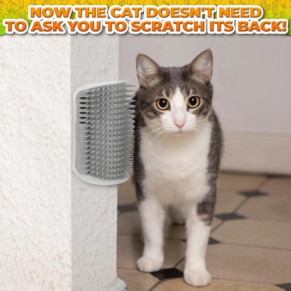 1 Piece for Fox and Cat Self-Cleaning Comb, Corner Massage Comb, Pet Self-Cleaning Massager and Comb, Cat and Dog Corner Scraper - Can Be Installed on Corner and Plane, Suitable for Cats with Large and Thick Hair, Washable Sc