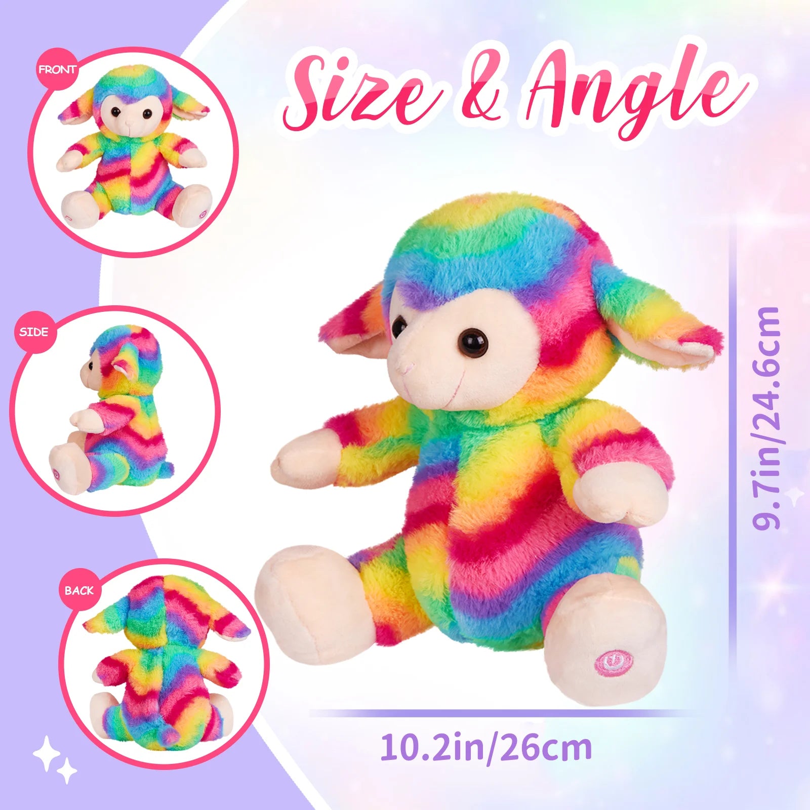 Musical Glowing Rainbow Stuffed Animal w/Colorful Lights