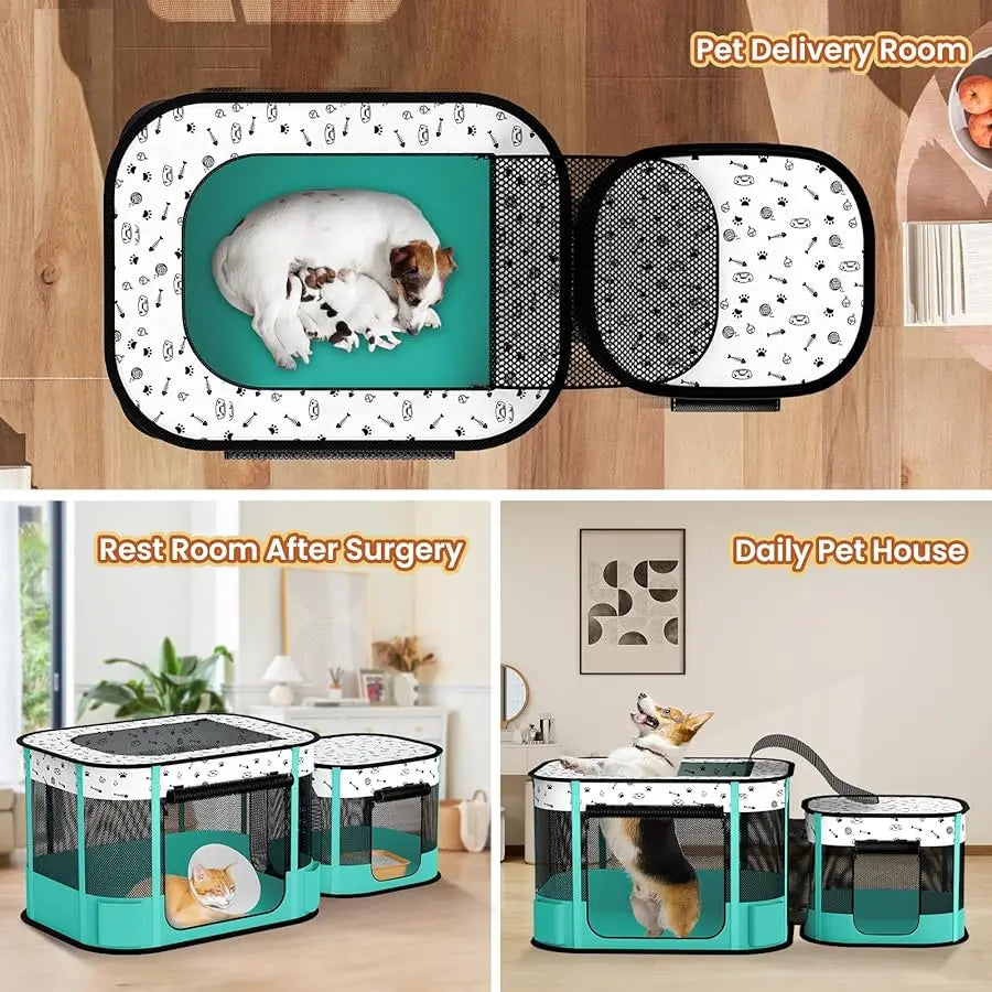 Portable Cat Playpen, 8-Rod Reinforced Kitten Dog Playpens, Foldable Play Pen for Indoor Cats Enclosed Pet Puppy Doggy Outdoor,