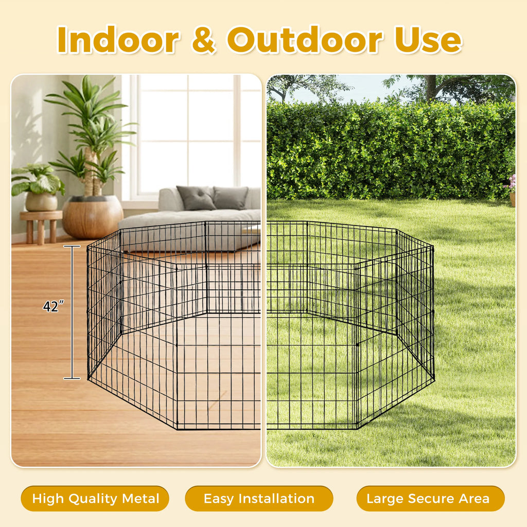 Foldable Metal Dog Playpen for Indoor/Outdoor Pets