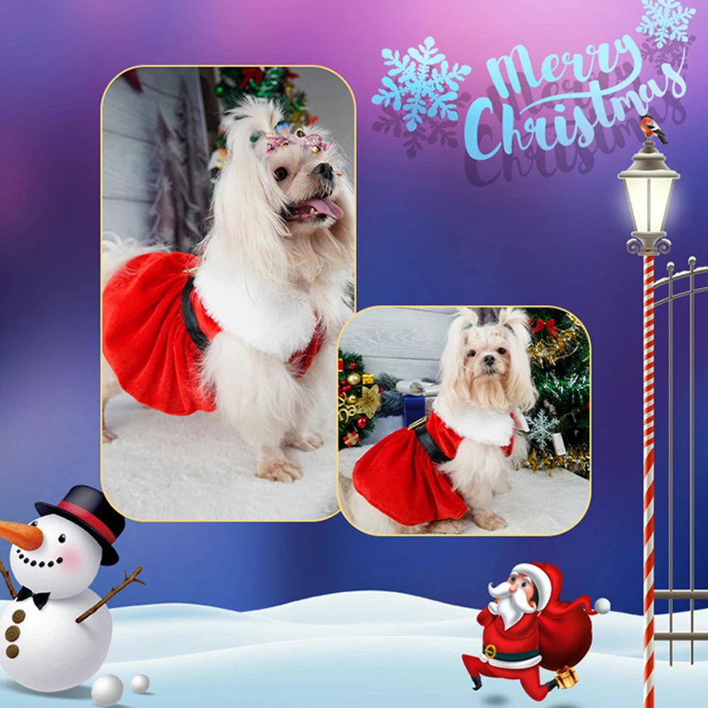Cats Dog Red Dress Soft Dog Girls Winter Clothes Comfortable Small Pet Red Skirt Suit Easy To Clean Christmas Dress Up Supplies