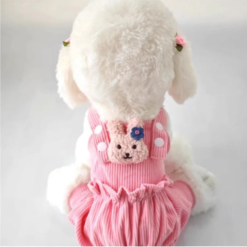 Dog Clothes Pink, Yellow Strap Jumpsuits