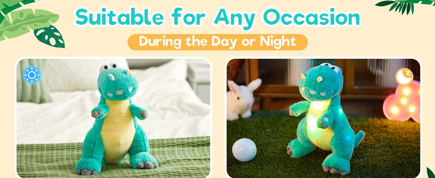 Glowing Green Dinosaur Plush Toy For Pets & Kids