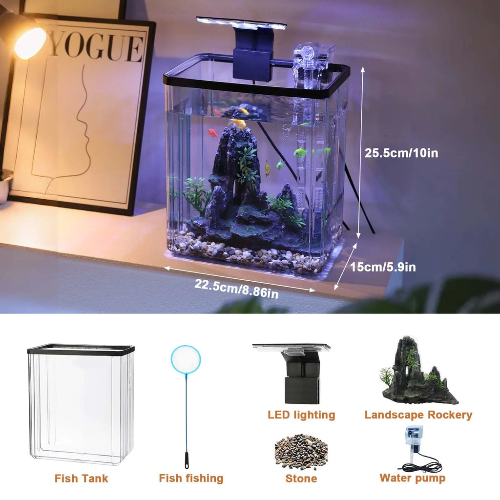 Mini Fish Tank  Starter Kit,  Filter Oxygen