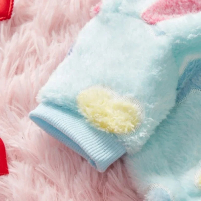 Cute Heart Print Flannel Dog Vest Soft Puppy Coat Yorkshire Pet Costume Small Medium Chihuahua Dog Clothes