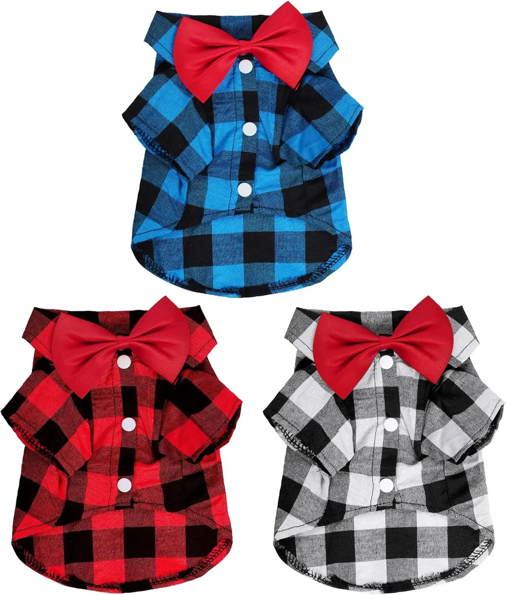 3 Pack Plaid Puppy/Cat Shirt