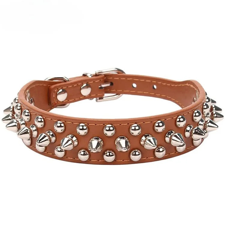 Adjustable Leather Dog Collar For Small Pets