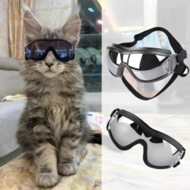 Goggles/Sunglasses for Small Breed Dog/Cat    UV Sunglasses, Windproof, Soft Frame, Adjustable Straps for Small/Medium Dogs/Cats