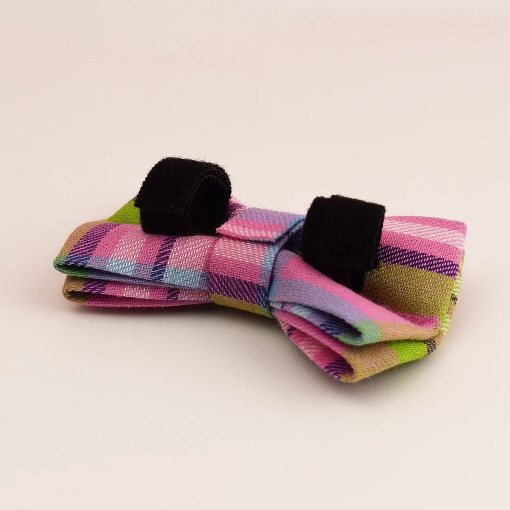 Plaid Pattern Cat Collar Bowknot Adjustable