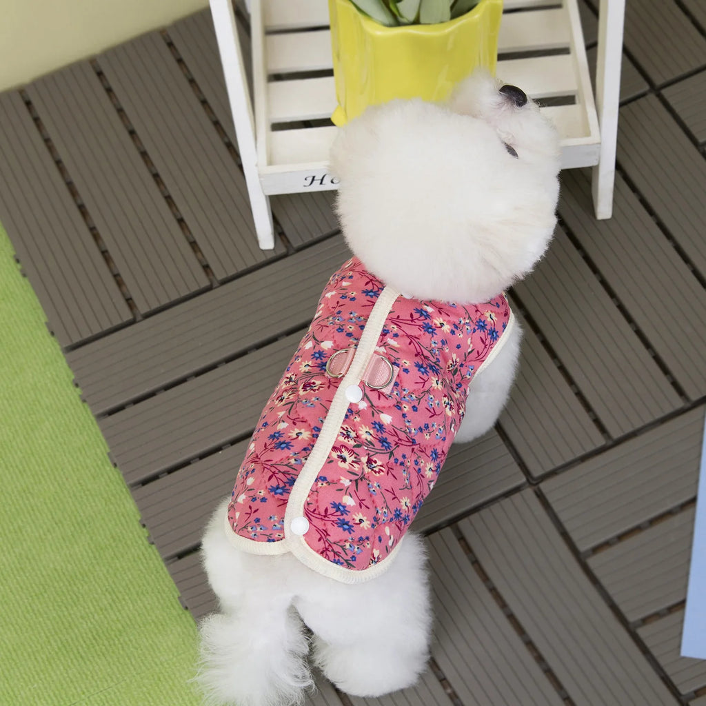 Puppy Winter Floral Fleece Vest Pet Clothing
