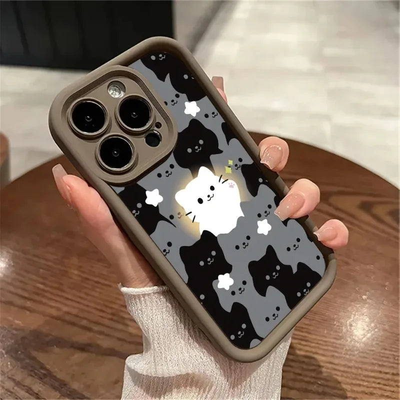 Cute Cartoon Cat Silicone Phone Case For iPhones