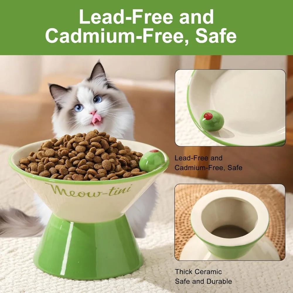 Elevated Whisker Friendly Ceramic Raised Cat Bowl