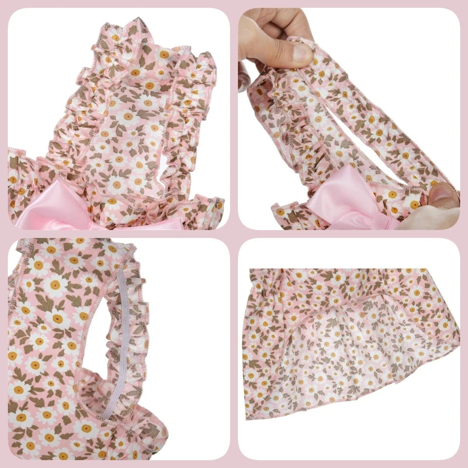 1pc Skirt Pet Dress Summer Dress Romantic Style With Pink Floral Print, Small Dog Clothes Pet Clothing Chihuahua Skirt
