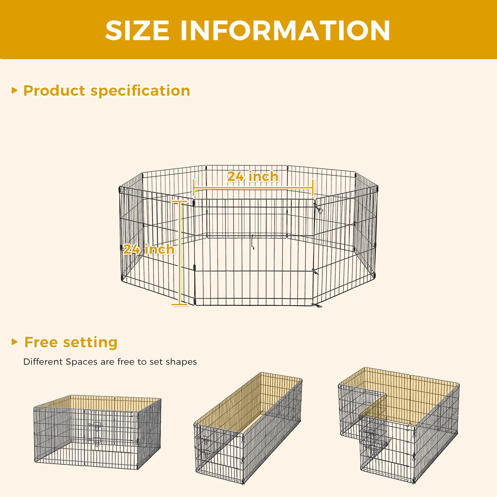 Foldable Metal Dog Playpen for Indoor/Outdoor Pets