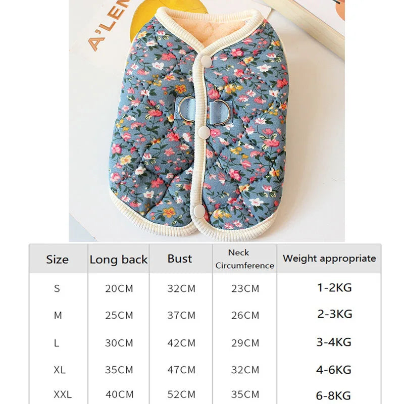 Puppy Winter Floral Fleece Vest Pet Clothing